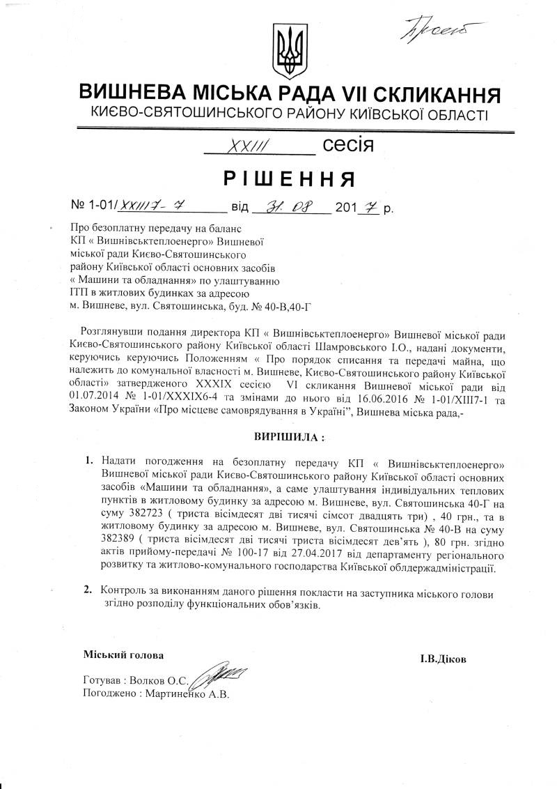 Проекти рішень XXІIІ сесіЇ VIІ скликання